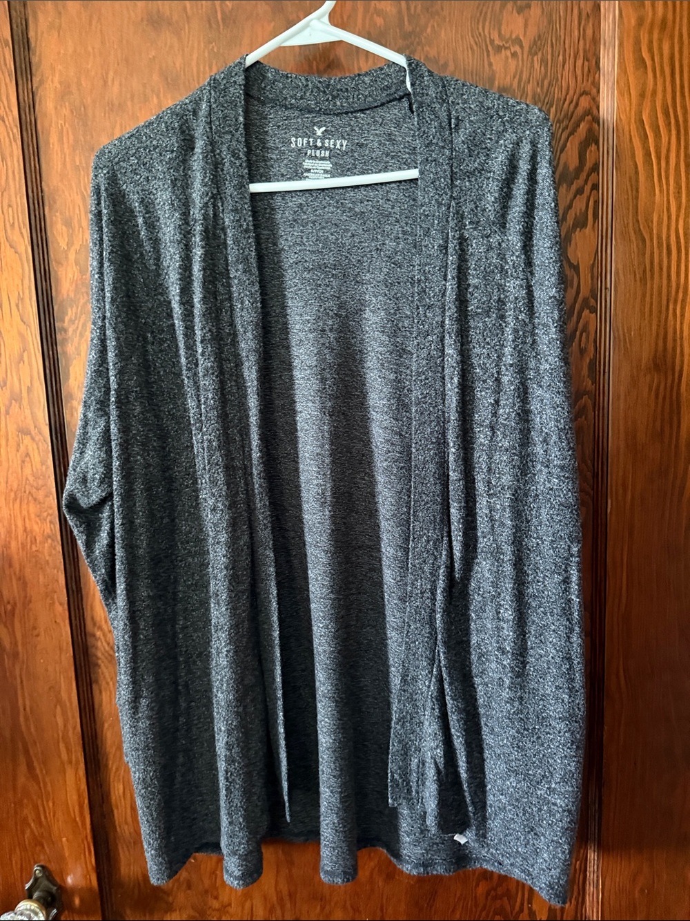 American Eagle Outfitters Soft & Sexy Plush Heather Charcoal Top